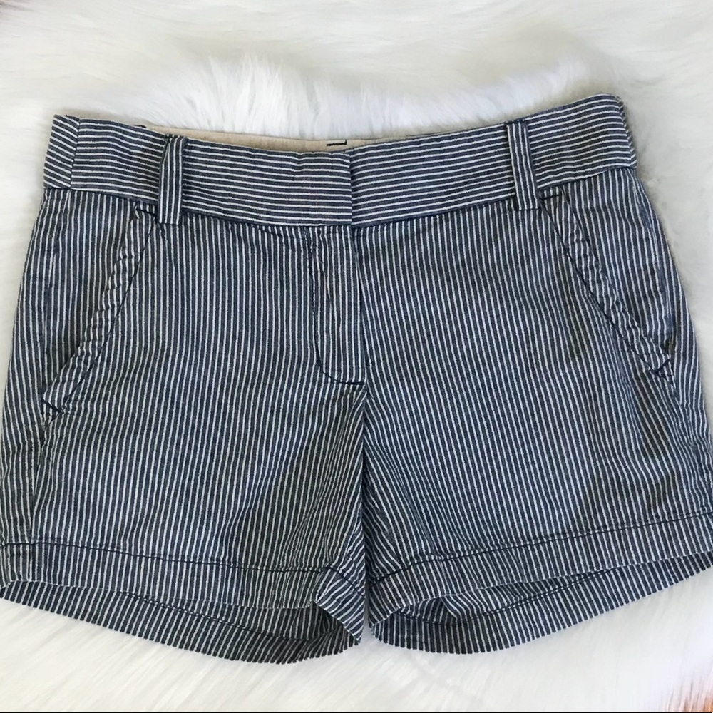 J. Crew blue and white striped shorts